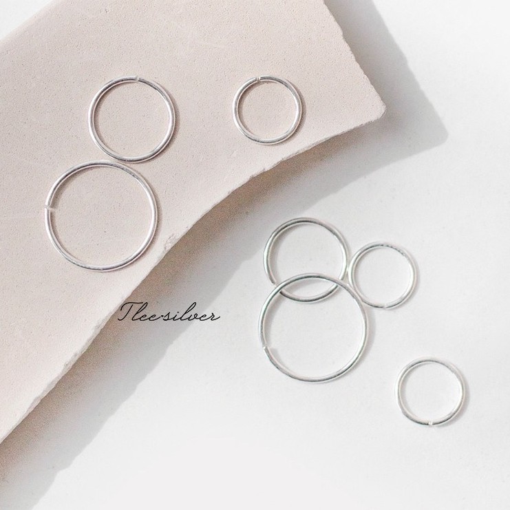 Khuyên tròn bạc Tlee, bông tai basic đeo mũi, đeo môi, đeo rốn - TleeJewelry - KT002