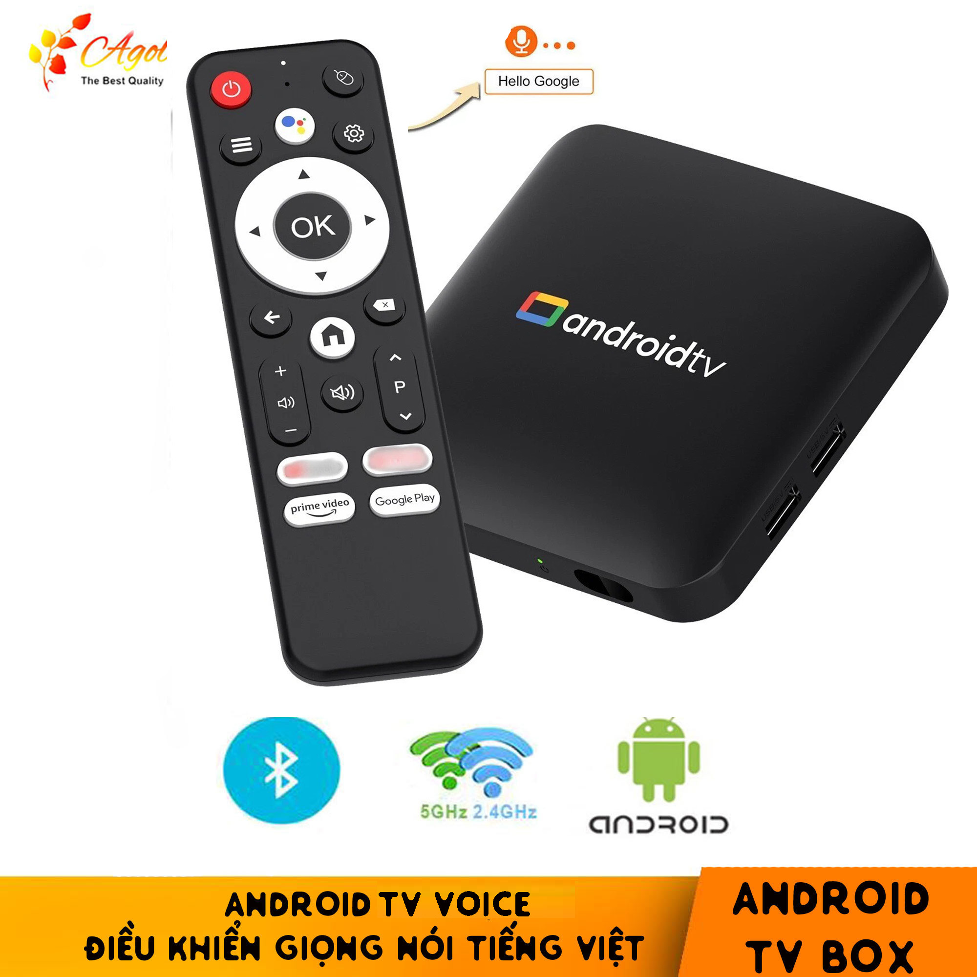 Tv Box H96 Max Black with Vietnamese Voice Control Supports Android 14, Bluetooth, Dual-Band Wifi, Pre-Installed Cable Tv and Free Hd Movie Viewing Permanently