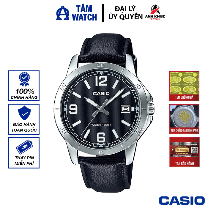 Đồng hồ nam dây da casio standard chính hãng anh khuê mtp-v004l-1budf