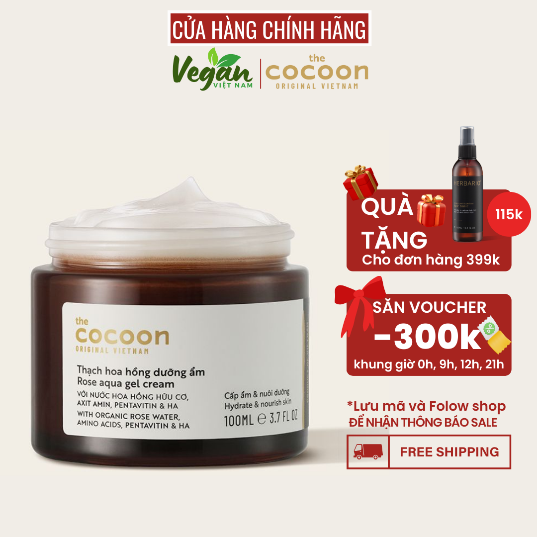 Thạch hoa hồng dưỡng ẩm cocoon 100ml cấp ẩm, cung cấp độ ẩm cho da - Vegan Việt Nam