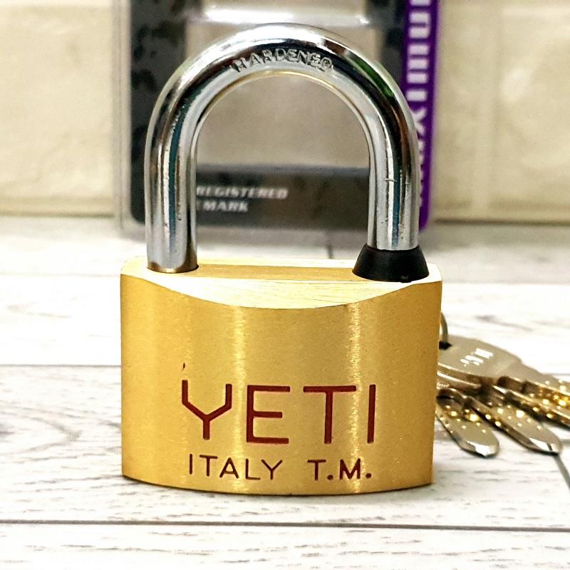 Ổ Khóa Đồng Thau YETI 6cm Logo đỏ ( made in Italy )