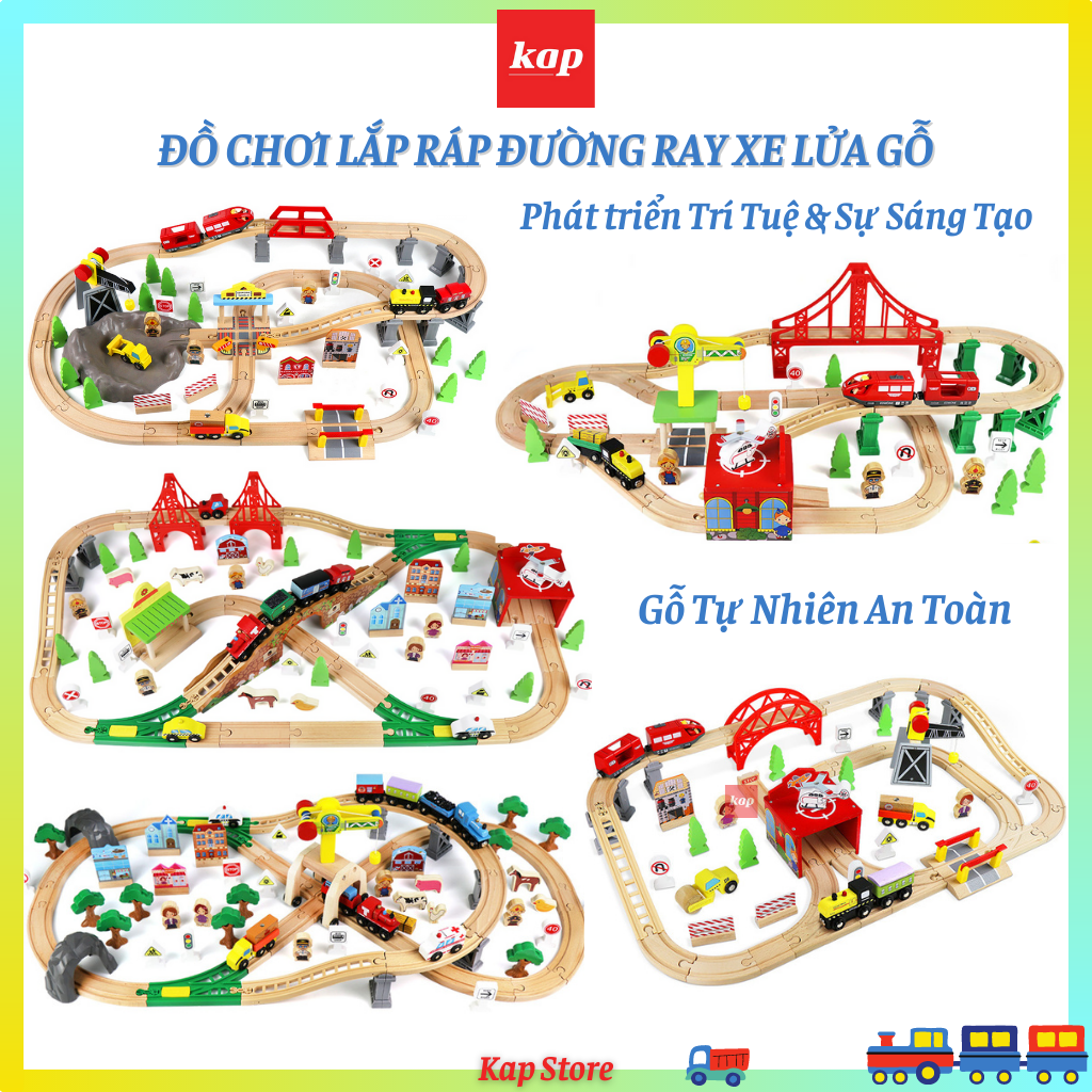 [HCM]Bộ Đồ Chơi Lắp Ráp Mô Hình Đường Ray Xe Lửa, Tàu Hỏa Gỗ, Đồ Chơi Gỗ Phát Triển Trí Tuệ