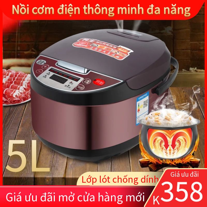 Nồi cơm điện 5L, đa chức năng thông minh, có thể đặt trước nồi cơm điện thông minh, 4-6 người, tốt cho sức khỏe