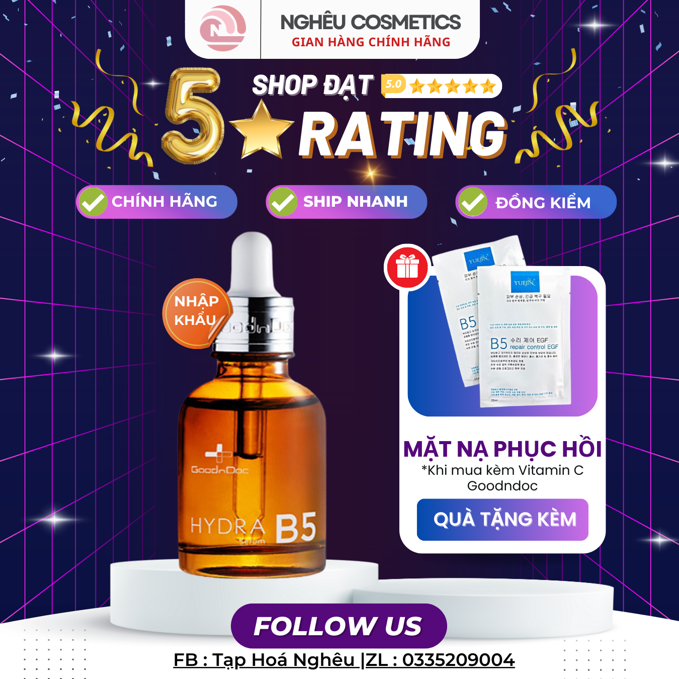 Serum cấp ẩm phục hồi làm sáng da b5 goodndoc mẫu mới 30ml nhập khẩu chính hãng