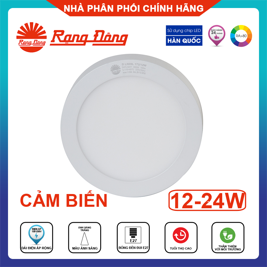 Led cảm biến rạng đông, bh 2 năm, đèn led ốp trần nổi tròn cảm biến chuyển động 12w, 18w, 24w, hàng bền đẹp, chất lượng cao