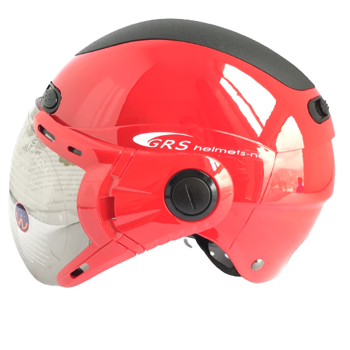 Mũ bảo hiểm nửa đầu kính chống lóa cao cấp GRS A102K - Đỏ line đen
