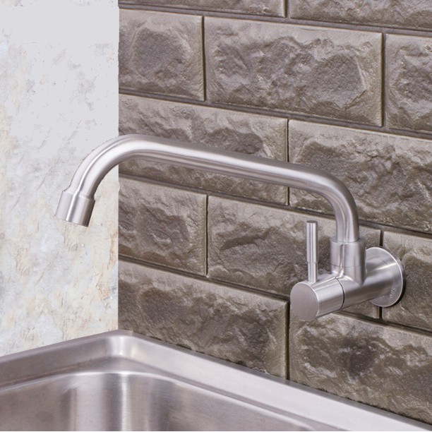 Vòi rửa chén bát lạnh âm tường inox sus 304 không han gỉ s0209