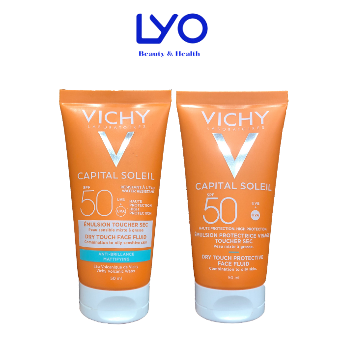 Kem chống nắng không nhờn rít SPF 50 UVB + UVA Vichy Capital Soleil Dry Touch Face Fluid 50ml Lyovn