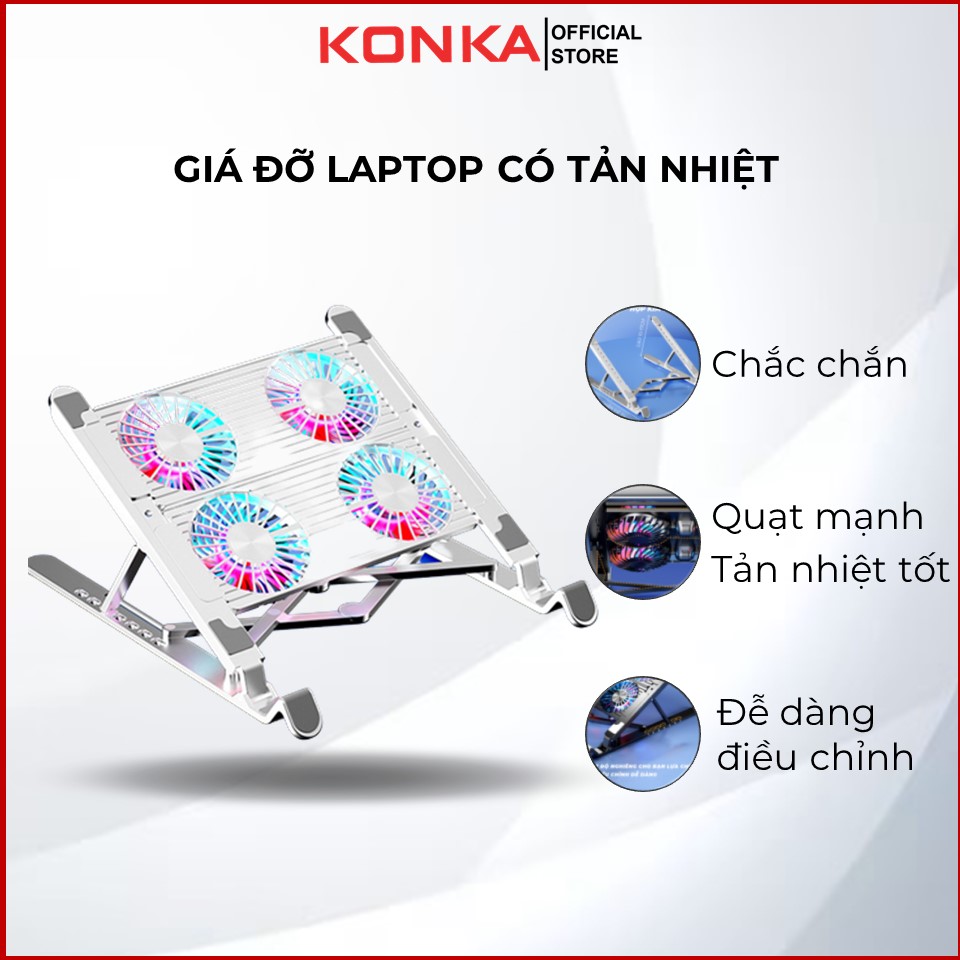 Giá đỡ laptop có quạt tản nhiệt phù hợp nhiều loại laptop dễ dàng điều chỉnh tản nhiệt tốt chắc chắn bền bỉ