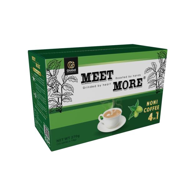 Cafe Trái Nhàu Meet More hộp lớn 4in1 15 gói x 18gr- Làm nên sự mới lạ và độc đáo