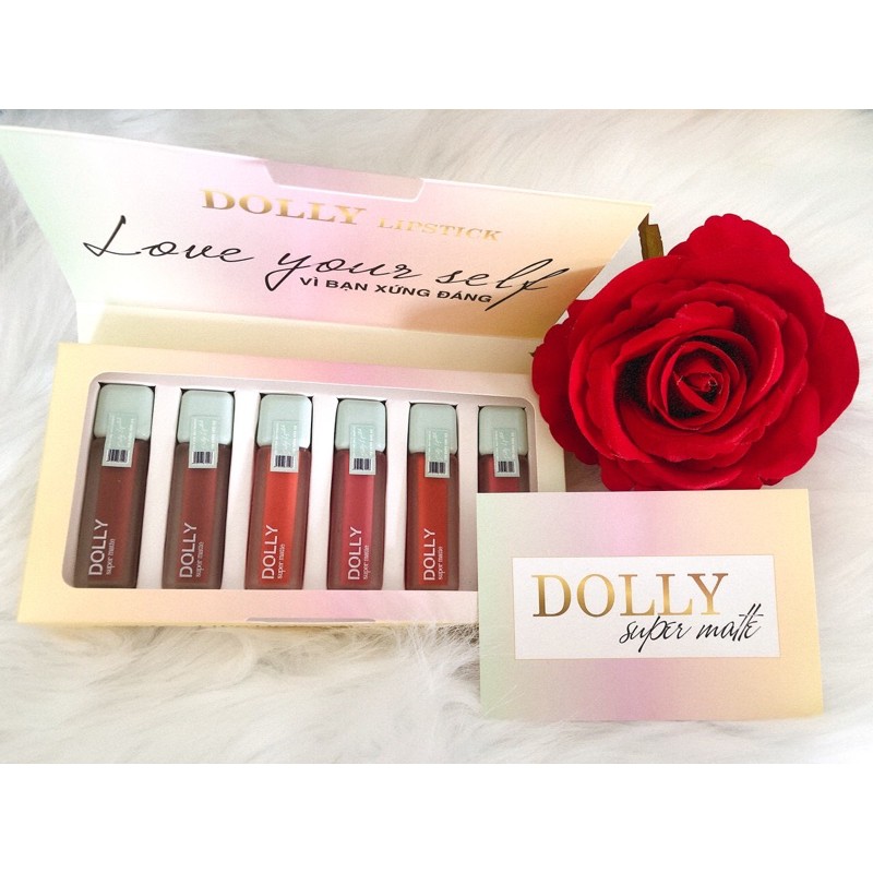 Combo 1 set 6 màu Son Dolly cao cấp siêu lỳ được chọn màu kèm quà tặng ủ dưỡng môi