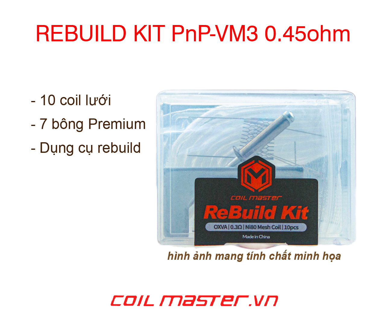 Bộ rebuild kit pnp vm3 0.45ohm - rebuilld kit coil master
