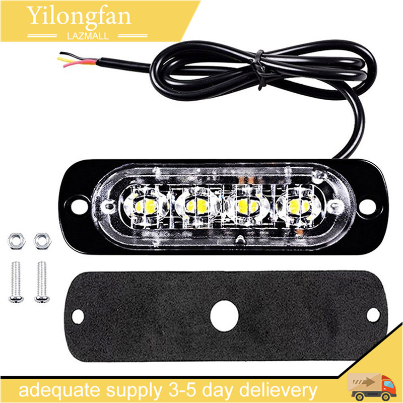DC 12V-24V Blue 4LED Xe Tải Cảnh Báo Đèn Báo Nguy Hiểm Nhấp Nháy Đèn Nhấp Nháy