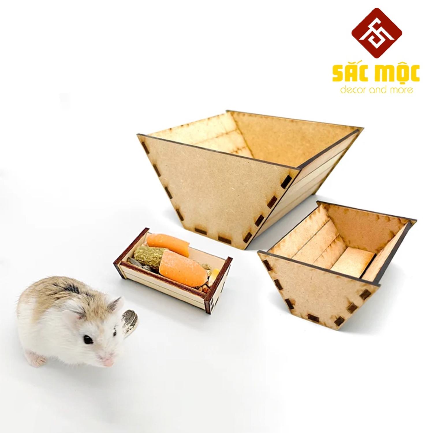 Máng ăn bằng gỗ #23 cho chuột hamster - bát ăn cho chuột hamster