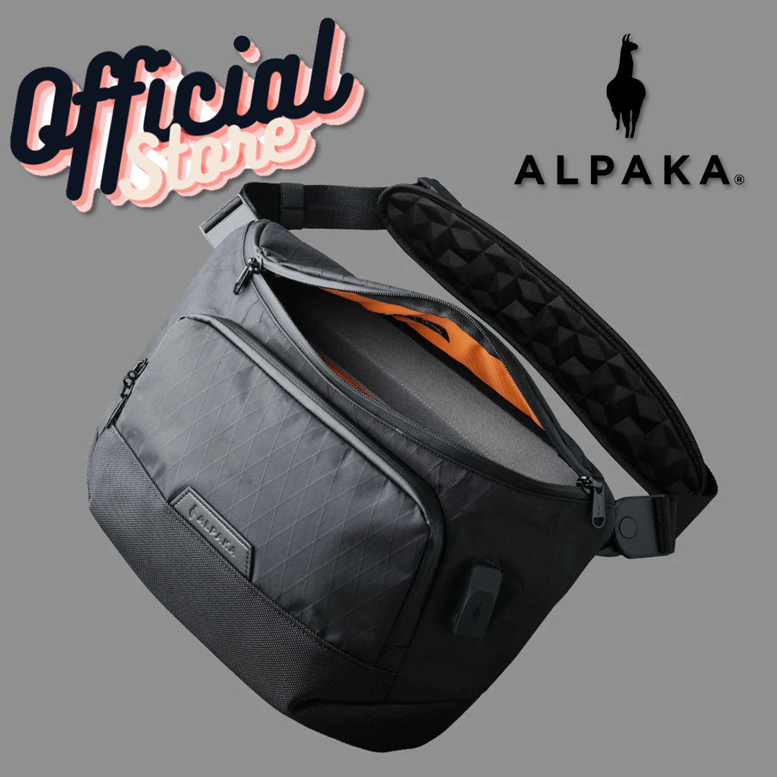 Alpaka bravo sling max limited edition black x-pac vì thiết yếu,, nintendo switch, máy ảnh, ipad pro, macbook pro 14", chống thời tiết với cổng usb bên ngoài đa năng