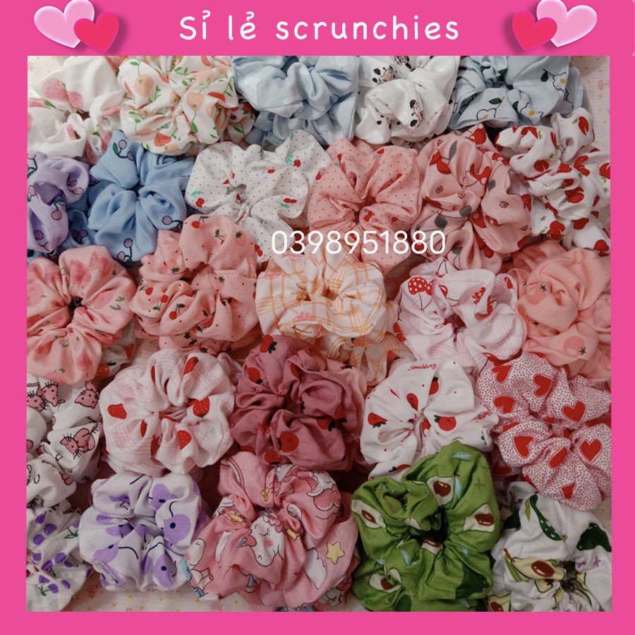 [CHUYÊN SỈ GIÁ RẺ]-Dây cột tóc vải scrunchies MẪU HỌA TIẾT HOT