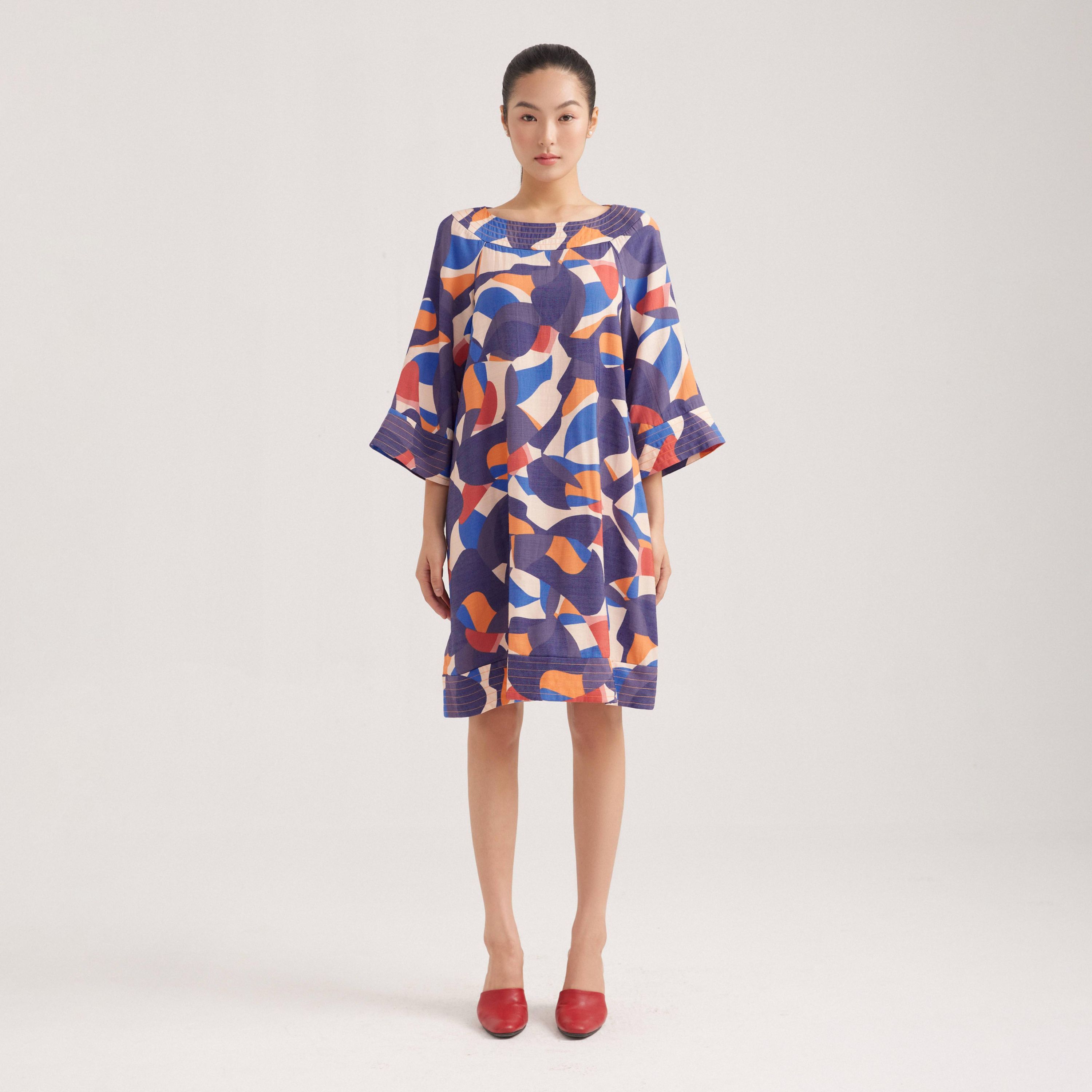 Đầm hoạ tiết tay lửng Mauve Pattern dress