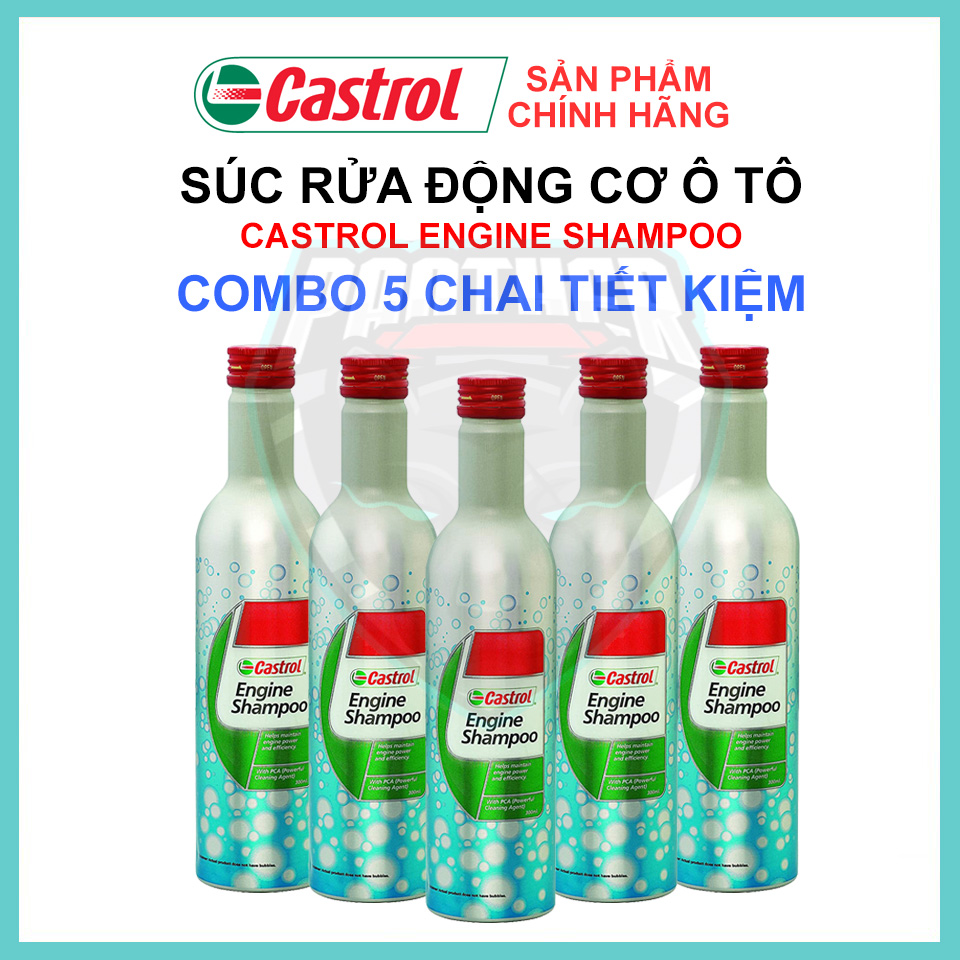 COMBO 5 chai Súc Rửa Động Cơ Ô Tô xăng và dầu Castrol Engine Shampoo - 300ml - sản xuất tại Thái Lan