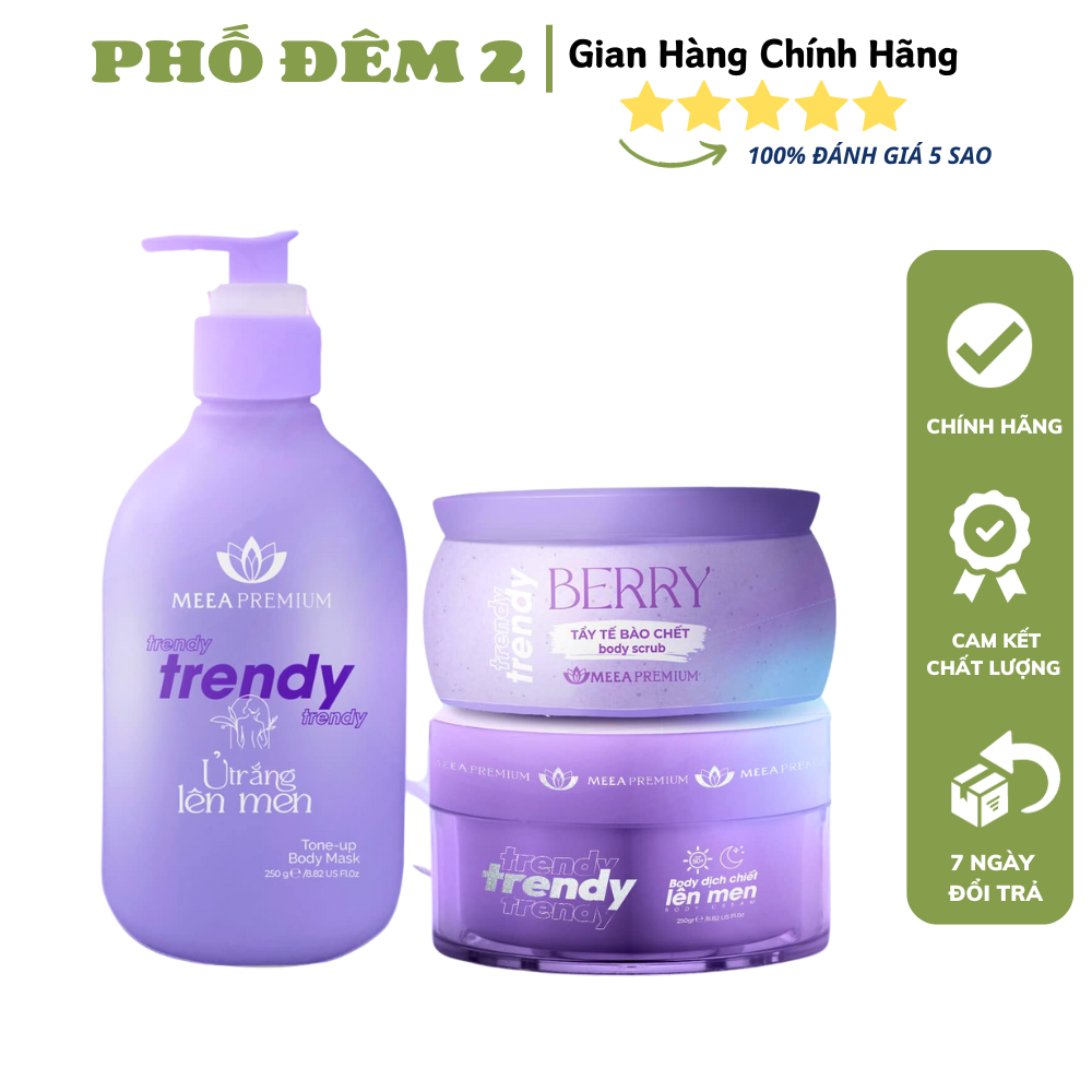 Kem Body Trendy - Ủ Trắng Lên Men Body Trendy - Tẩy Tế Bào Chết Body - Meea Premium