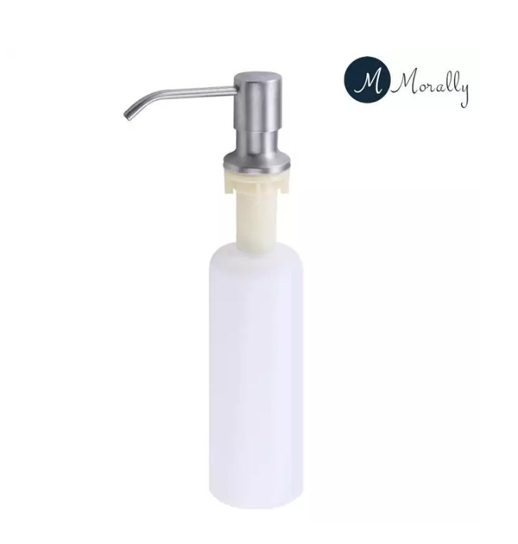 Bình đựng nước rửa chén MORALLY RICHTREE RT217 - Đầu xịt Inox 304, Gắn được với mọi loại bồn rửa bát. Lấy nước rửa chén chỉ bằng 1 lần nhấn tiện dụng (Trắng bạc)