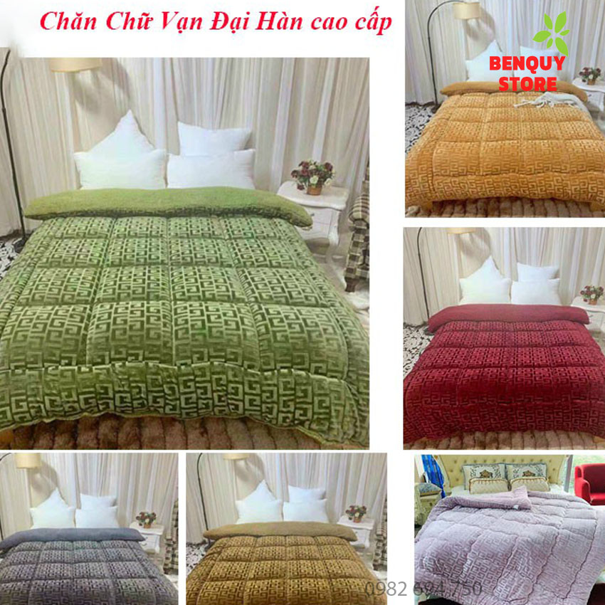 Chăn lông cừu chữ vạn cao cấp - chăn đại hàn cho mùa đông