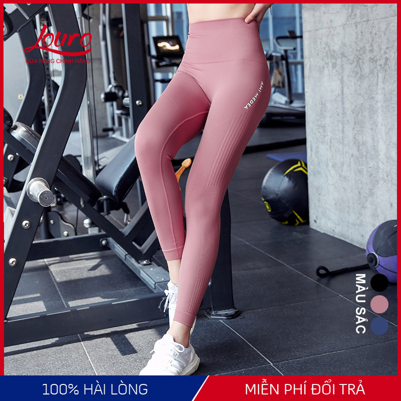 Quần tập Gym nữ Louro QL20 cạp lưng cao, dạng quần tập gym nâng mông, kiểu quần áo tập gym, đồ tập gym cơ bản, dễ kết hợp bộ đồ tập gym nữ, chất  co giãn 4 chiều, thoáng mát, dùng quần tập Yoga, Gym, Zumba, Aerobic