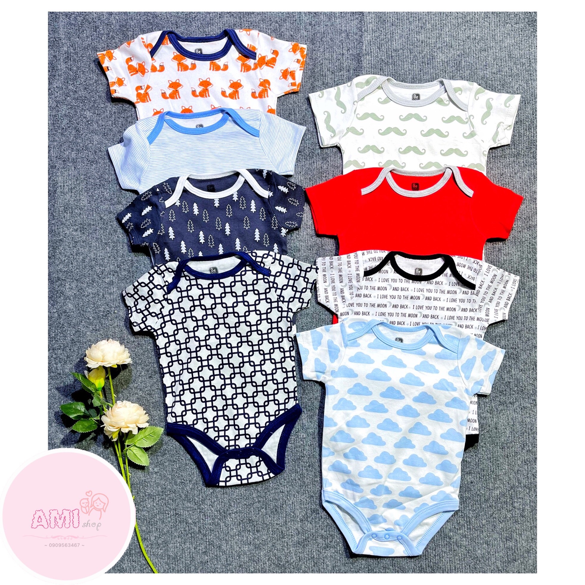 Body chip Bodysuit cộc tay xuất Mỹ cho bé 0-12 tháng