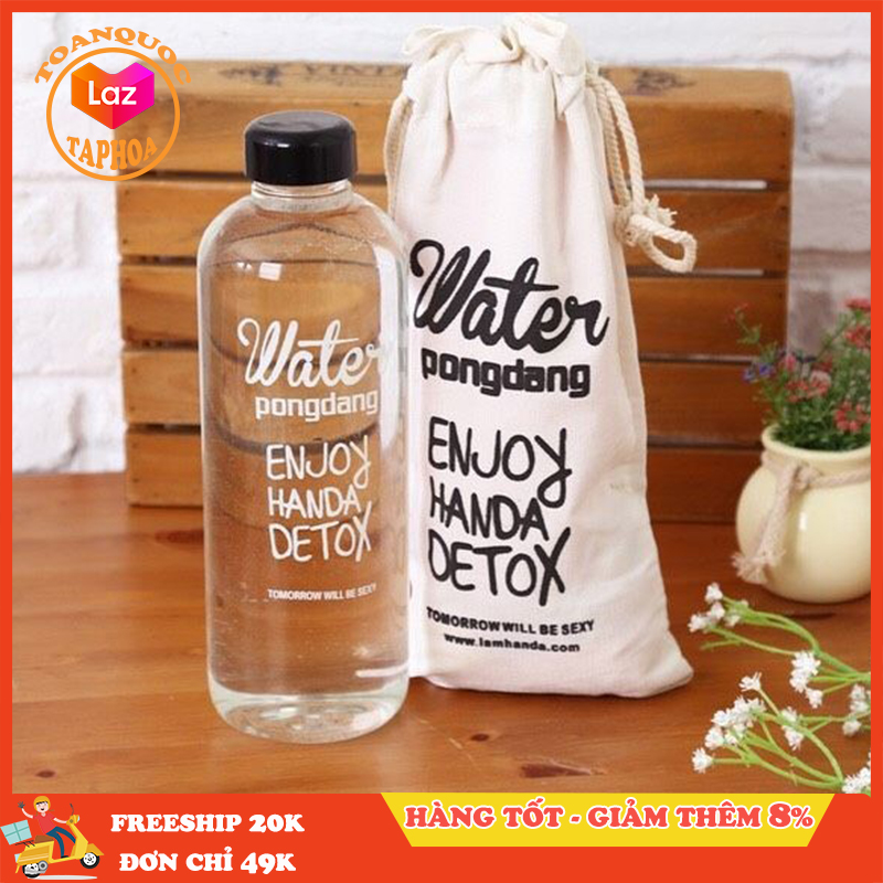 Bình nước detox thể thao 1000ml cực đẹp kèm túi đựng, bình đựng nước tiện lợi, phụ kiện tập gym yoga, bình chứa, taphoatoanquoc