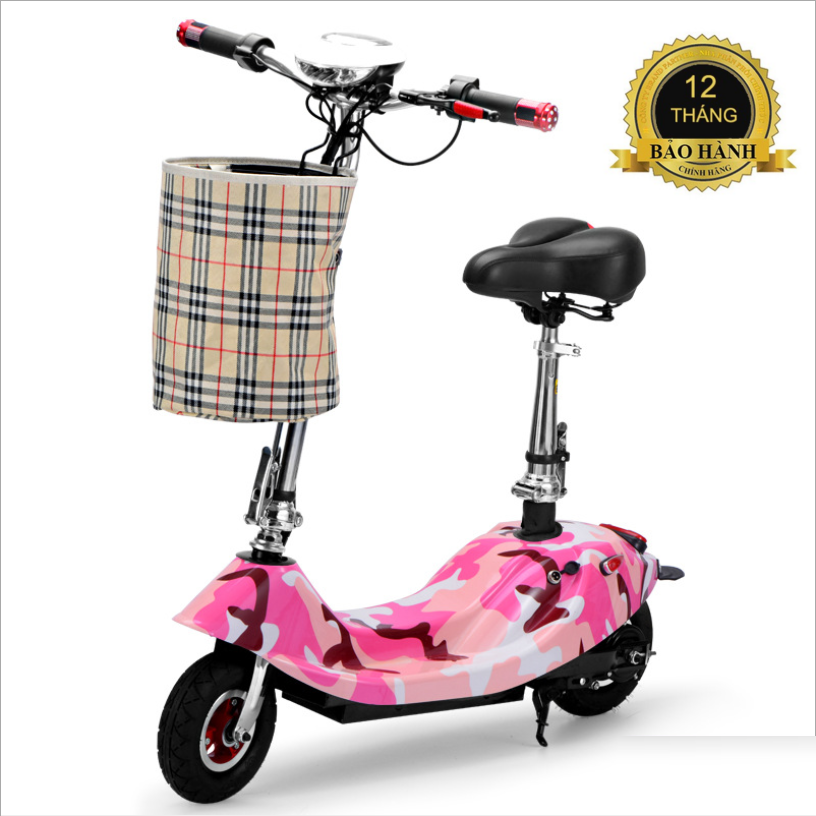 Xe Điện Gấp Gọn Mini E-SCOOTER (Có Giảm Sóc/ Tặng Yên Em Bé/ Ác Quy 24V-12A)