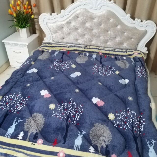 CHĂN LÔNG CỪU HƯƠU XANH SIÊU ẤM KT 1m9x2m