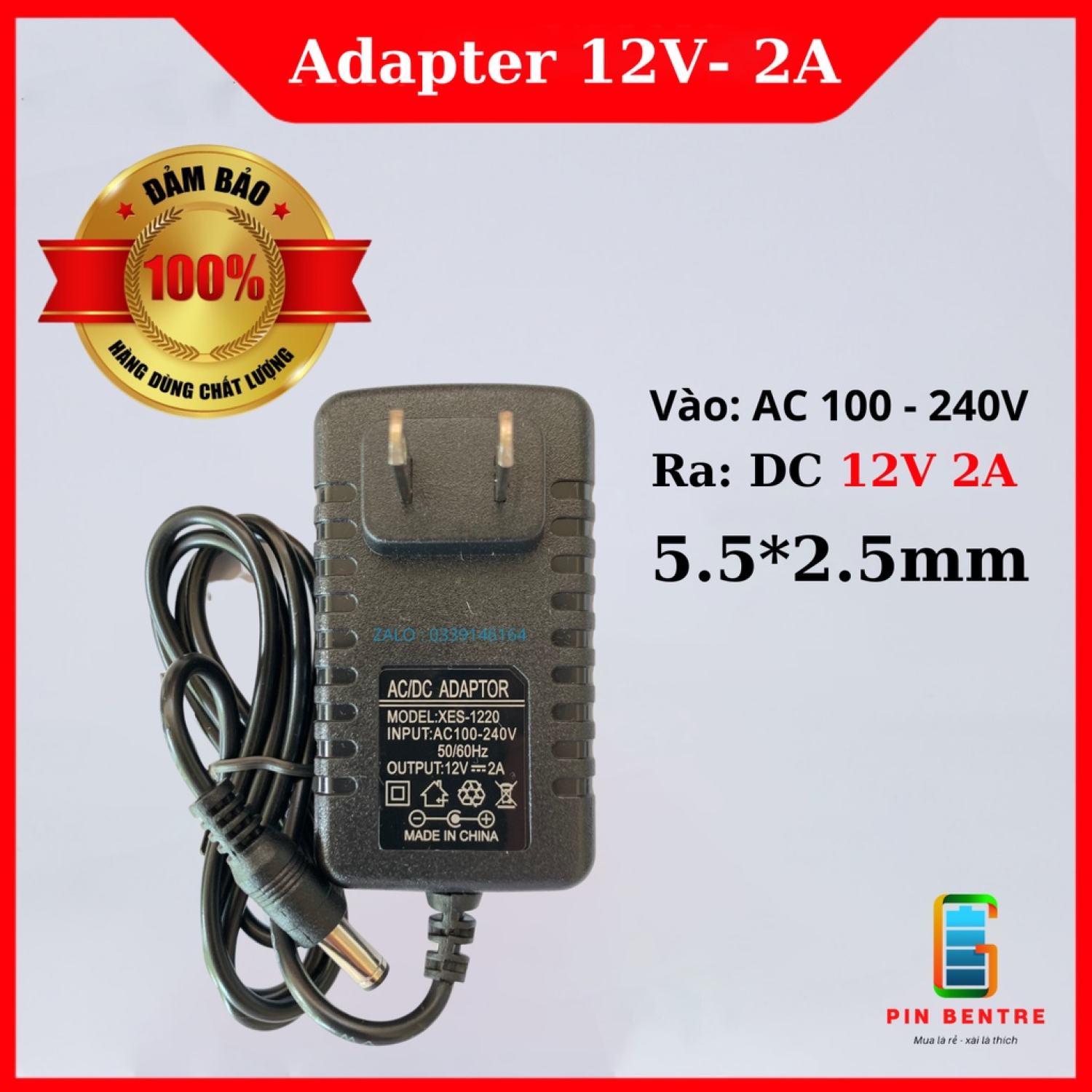 Nguồn adapter 12v - 2a chân 5.5 * 2.5mm chất lượng cao cho camera
