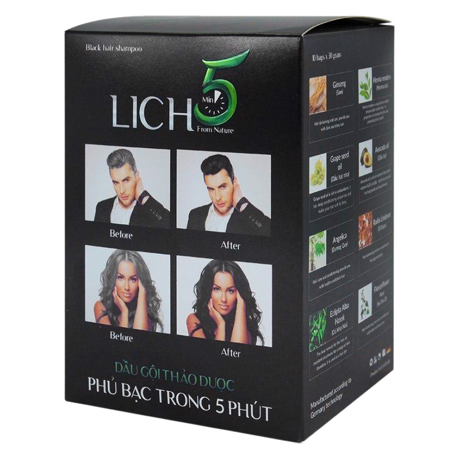 Dầu gội thảo dược phủ bạc lich5,cứ gội là đen sau 5 phút