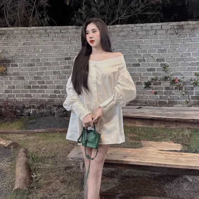 Váy suông giả sơ mi chất lụa mềm mịn💕 áo sơ mi dáng suông dành cho nữ