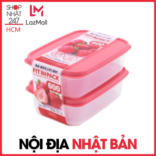 Set 2 hộp nhựa nắp dẻo 600ml inomata nội địa nhật bản