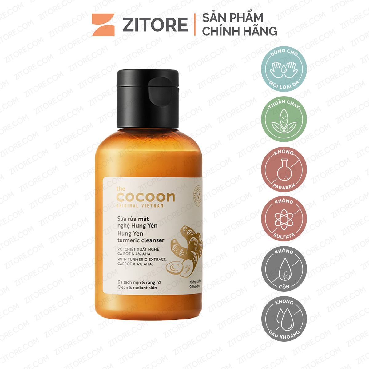 Sữa rửa mặt cocoon chiết xuất từ nghệ hưng yên 140ml - sản phẩm chính hãng tại zitore