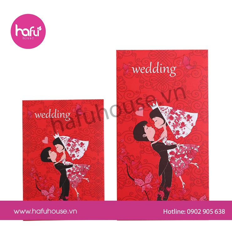 Combo 10 bao lì xì bưng quả đám cưới hình cô dâu chú rể m34 hafu house