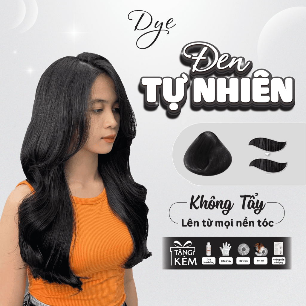Thuốc nhuộm tóc, thuốc nhuộm tóc đen tự nhiên, dye.hair, tặng kèm oxy trợ dưỡng và bao tay