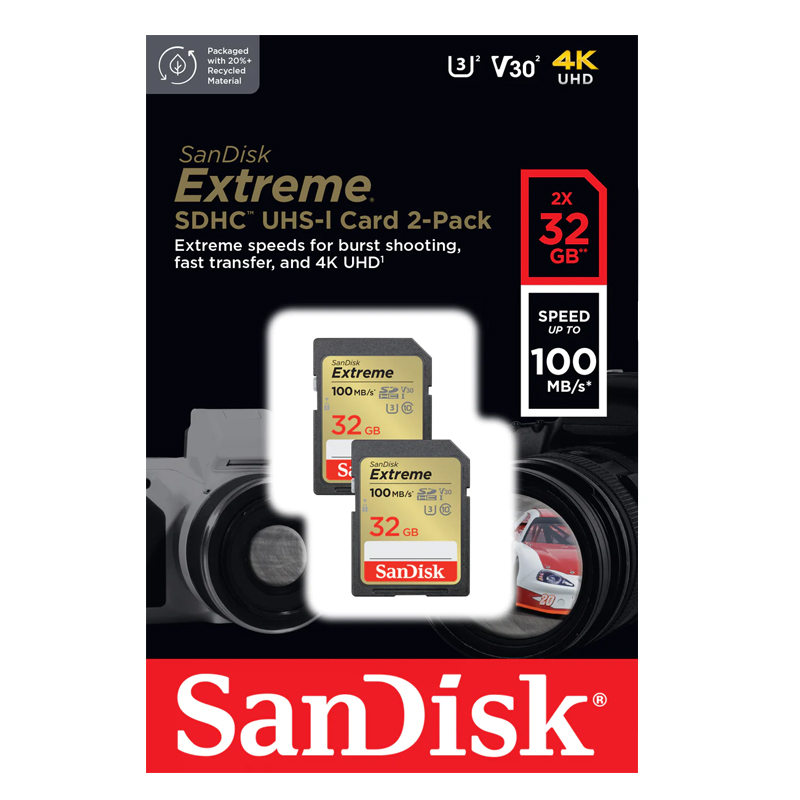 Thẻ nhớ máy ảnh sdxc sandisk extreme 32gb v30 uhs-i u3 4k 100mb/s phụ kiện 1986