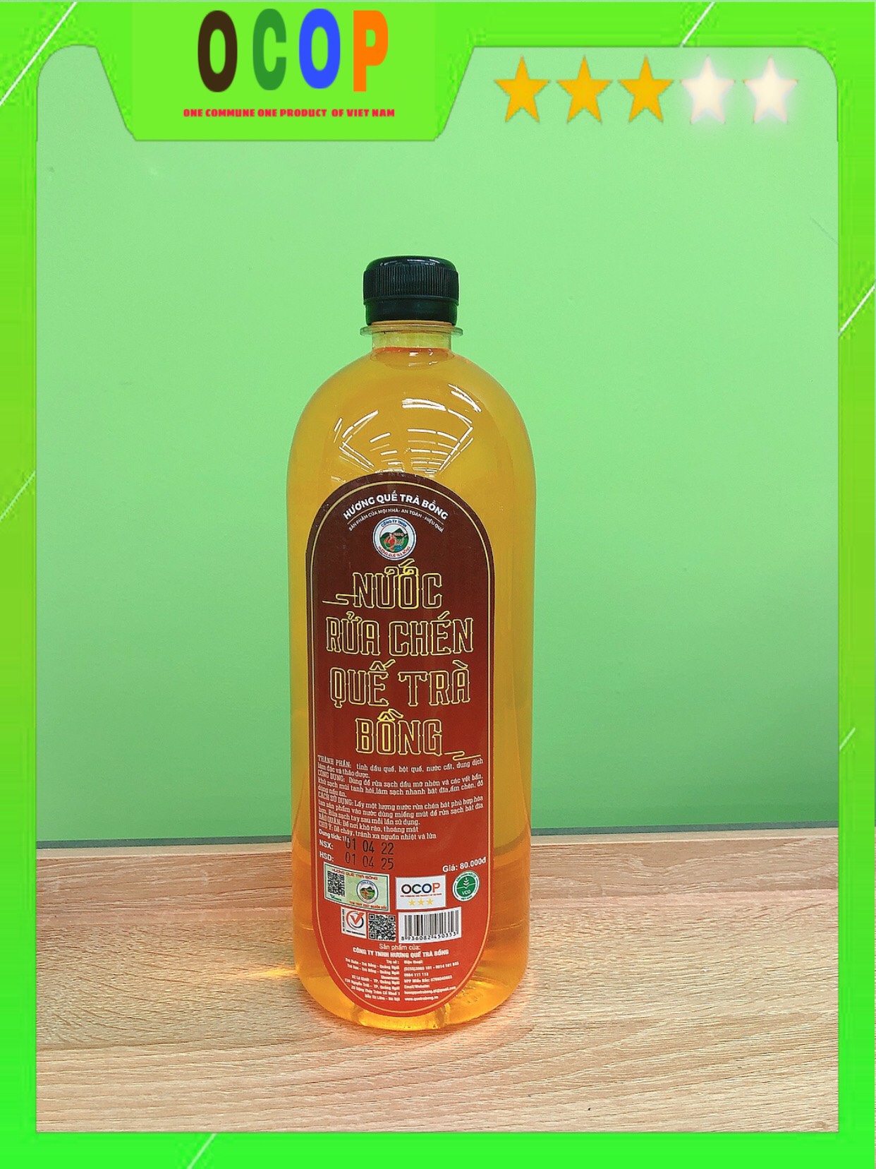 Nước rửa chén quế trà bồng 1000ml - ocop 3 sao