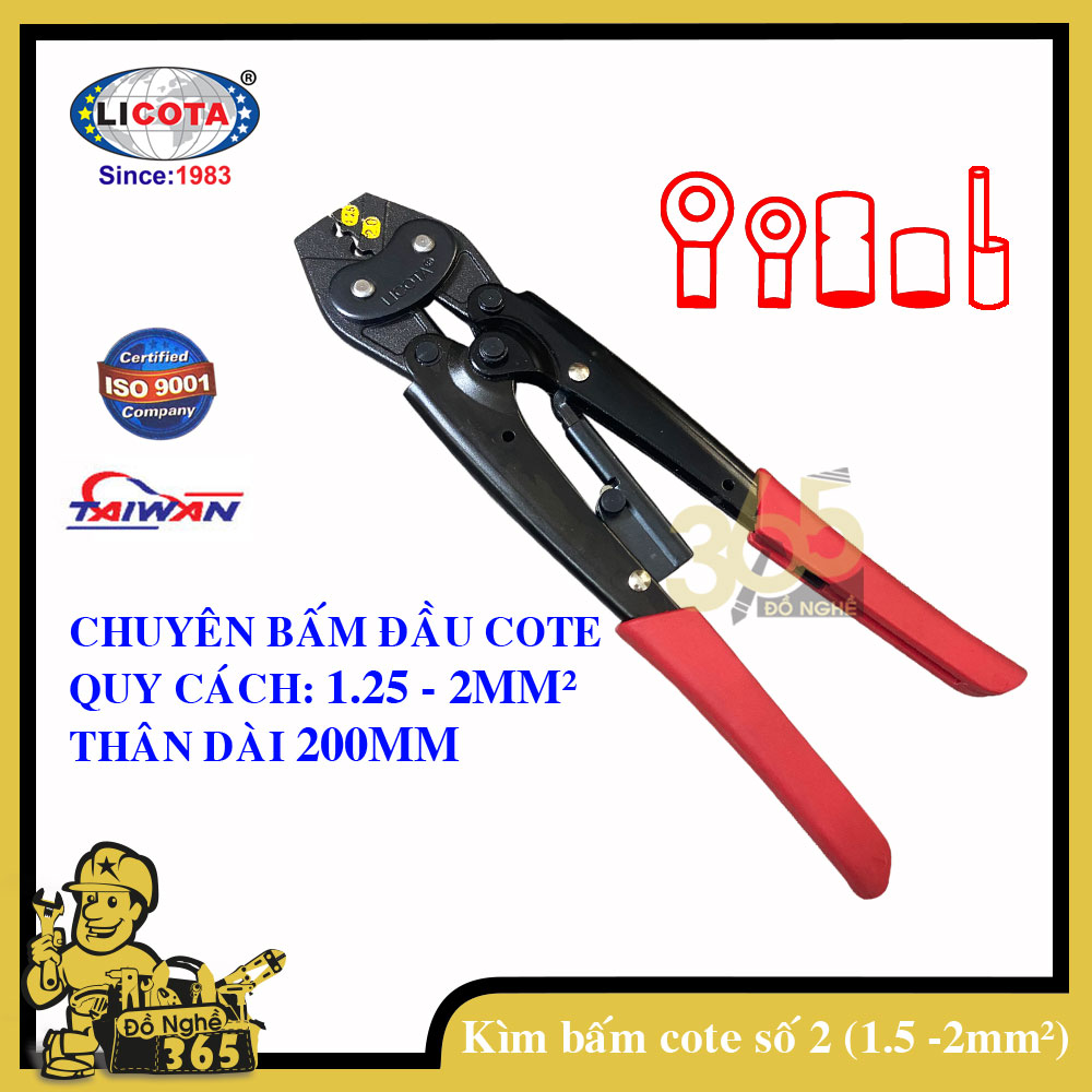 Kìm bấm đầu cote số 2 Licota kìm bấm cos, ép cos cao cấp