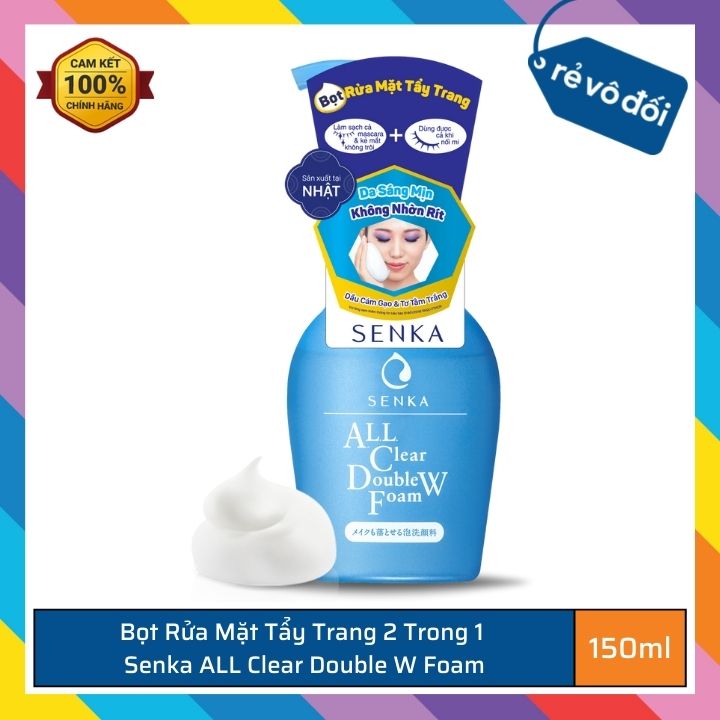 Bọt rửa mặt tẩy trang 2 trong 1 Senka ALL Clear Double W Foam 150ml - Nhật Bản