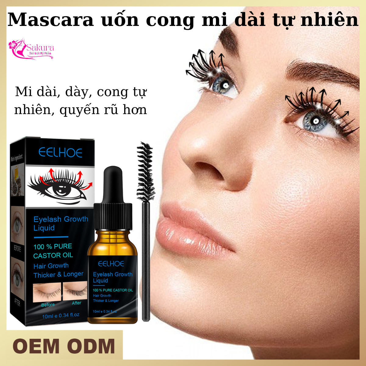 Mascara dưỡng mi tinh chất dưỡng mi cong dài tự nhiên, không thấm nước, giúp mi khỏe mạnh, cong, dài