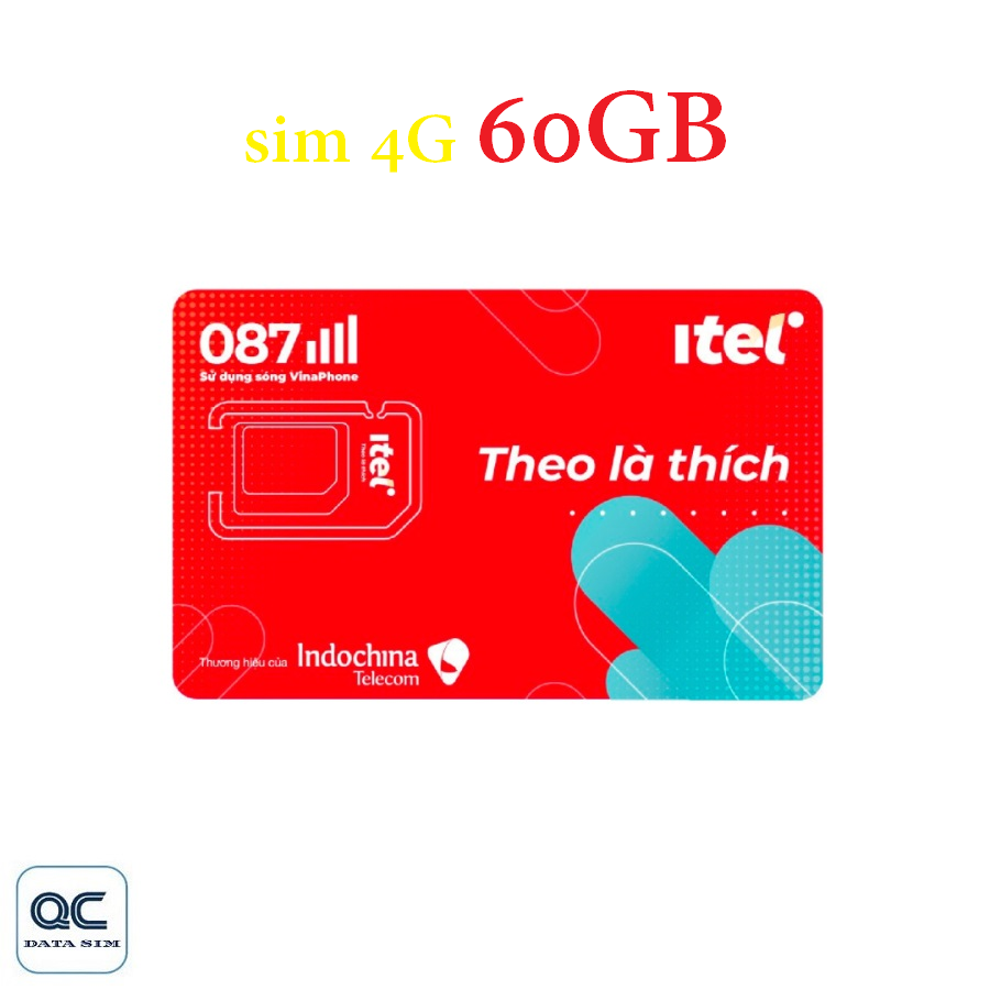 FREESHIP - CHƯA KÍCH HOẠT Sim 4G itelecom 60GB sử dụng toàn quốc duy trì 69k