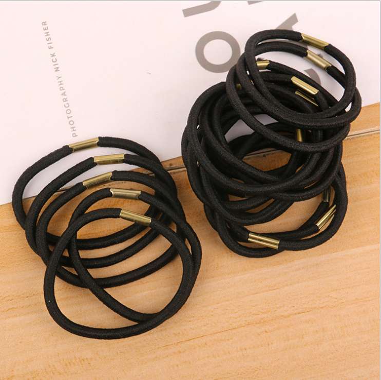 Set dây buộc tóc trơn đen trẻ trung cá tính, co giãn tốt