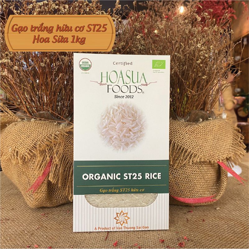 Gạo trắng hữu cơ ST25 Hoa Sữa 1kg - Leafhouse hcm