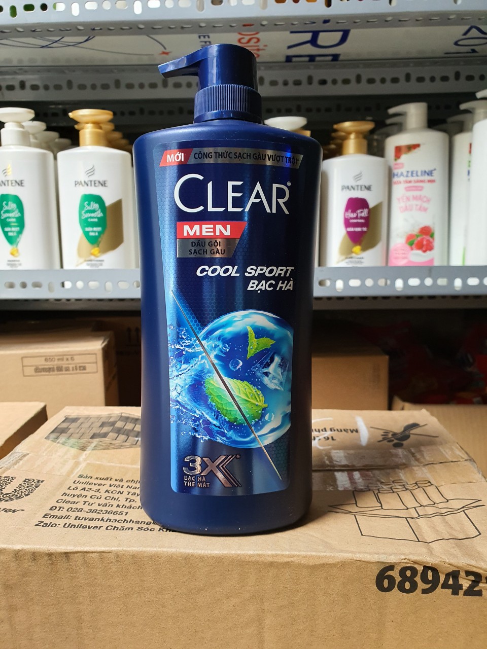 Dầu gội Clear men COOL SPORT bạc hà mát lạnh 900g chính hãng Unilever VN