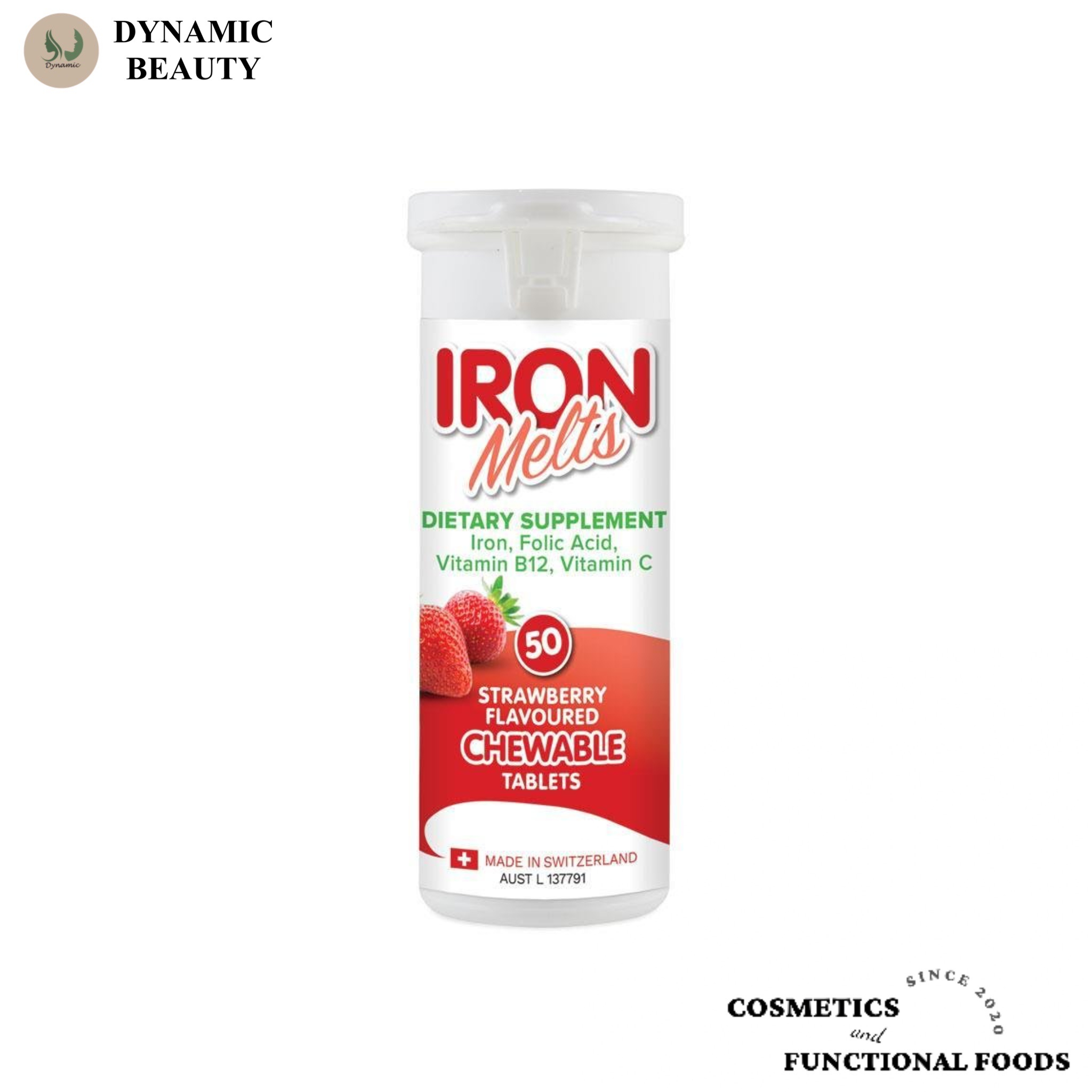 [Hàng chuẩn Úc] Viên ngậm bổ sung sắt Iron melts chewable vị dâu 50 viên của Úc