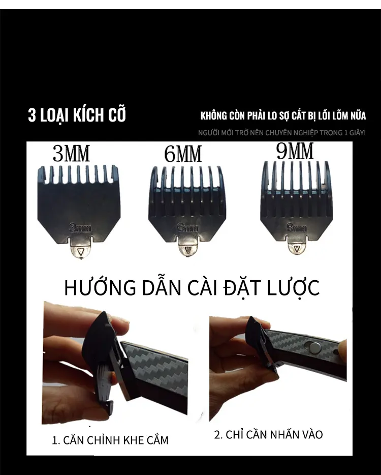 Tông đơ cắt tóc nova ns 216 - Máy cắt tóc không tiếng ồn dành cho người lớn và trẻ em có thể điều chỉnh độ dài từ 1-9mm