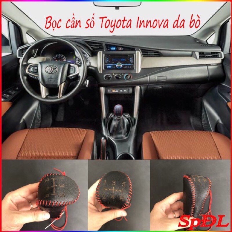 Bọc cần số, phanh tay toyota innova 2017 - 2021 số sàn da bò thật 100%, bảo hành 2 năm