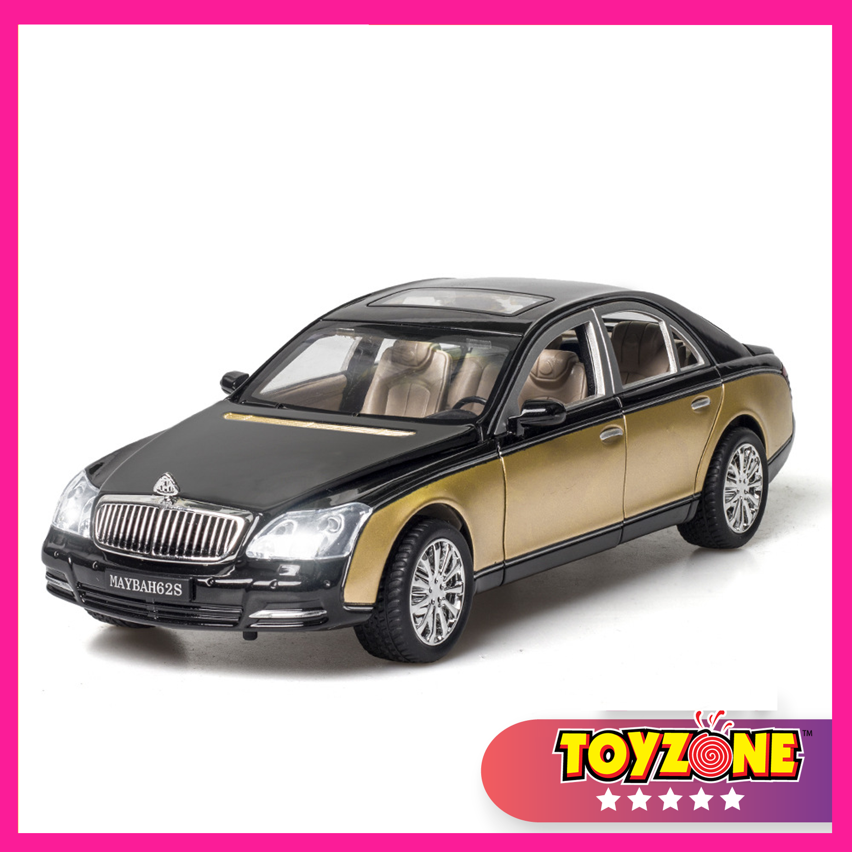 Xe mô hình Maybach 62s 1:24 hãng xlg thân xe kim loại có đèn và âm thanh, dùng để trang trí nội thất hoặc làm quà tặng cho các bé trai